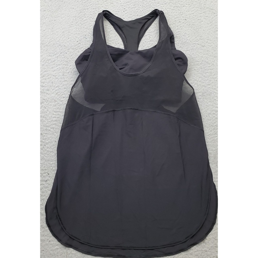 Lululemon Sculpt Tank Top Womens 4 Black Racerback Mesh Workout Gym Athletic Fit